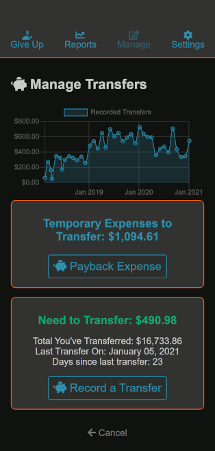 Transfers Screenshot